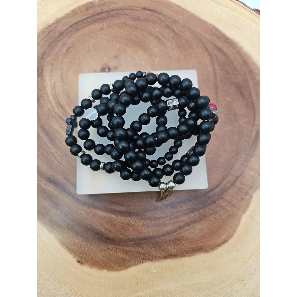 Stone Bead Bracelet Lot, Round Multicolor Fashion Jewelry (6 pc)